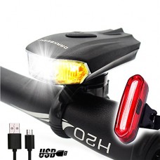DARKBEAM USB Bike Light Set LED Rechargeable Bicycle Headlight Tail Lights Front Back Waterproof Super Bright Sensing Rear Lights Easy to Install Kids Road Safety Cycling - B07417BRJR